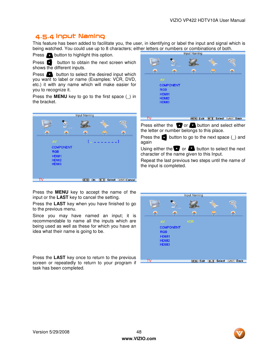 Vizio VP422 HDTV10A User Manual | Page 48 / 71