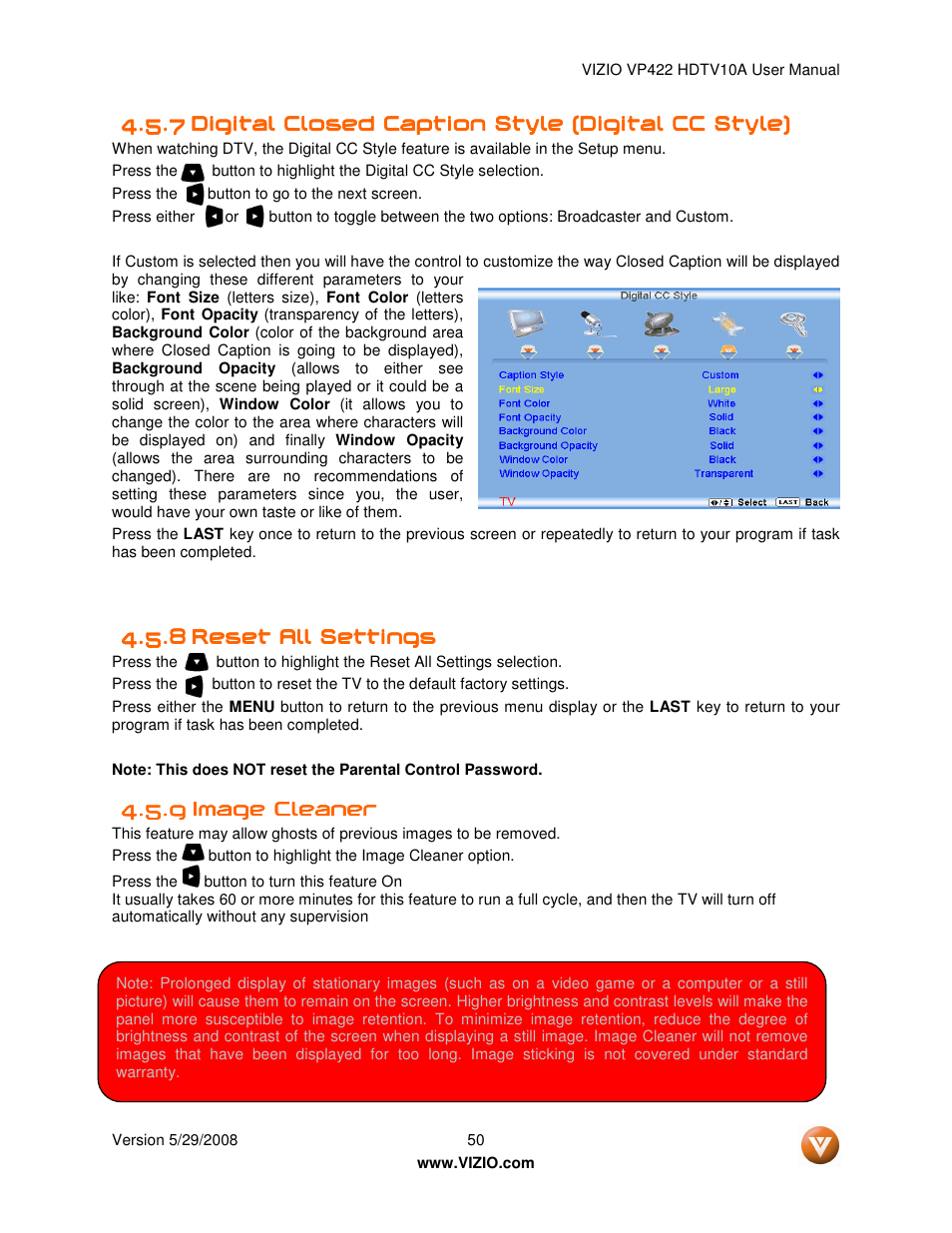 Vizio VP422 HDTV10A User Manual | Page 50 / 71