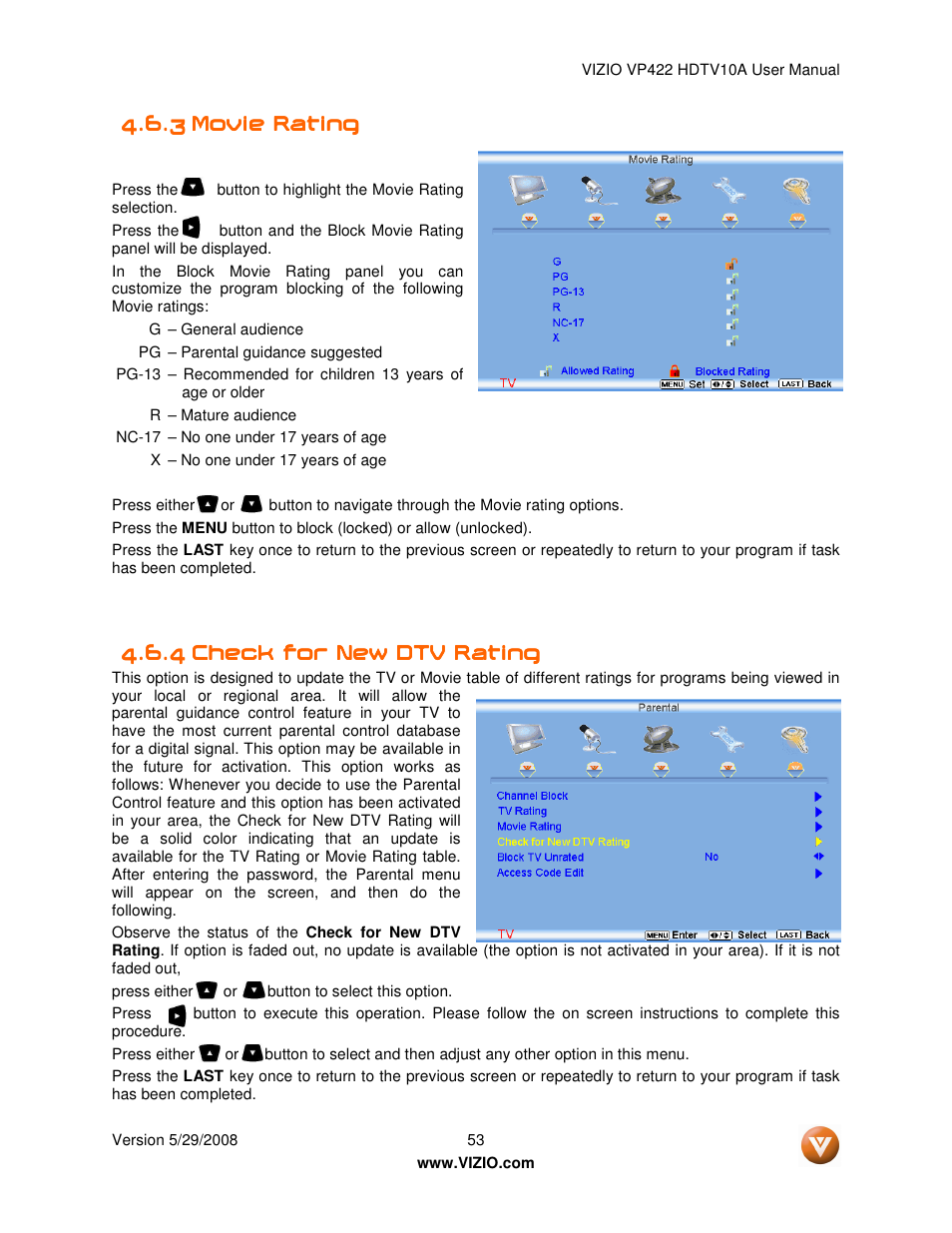Vizio VP422 HDTV10A User Manual | Page 53 / 71