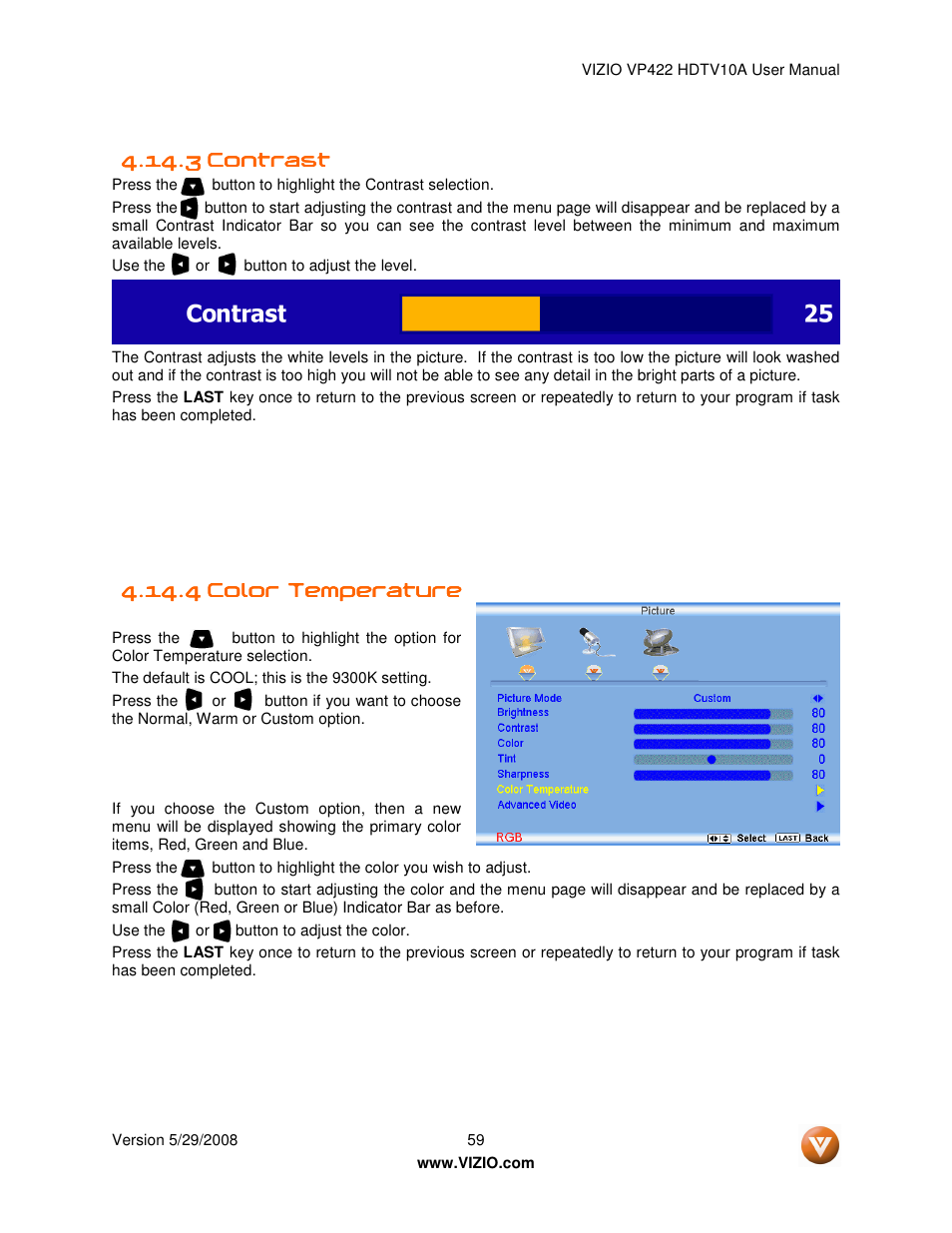 Vizio VP422 HDTV10A User Manual | Page 59 / 71