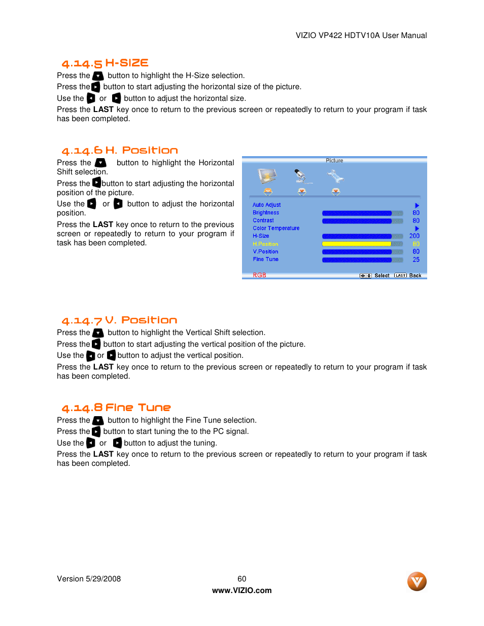 Vizio VP422 HDTV10A User Manual | Page 60 / 71
