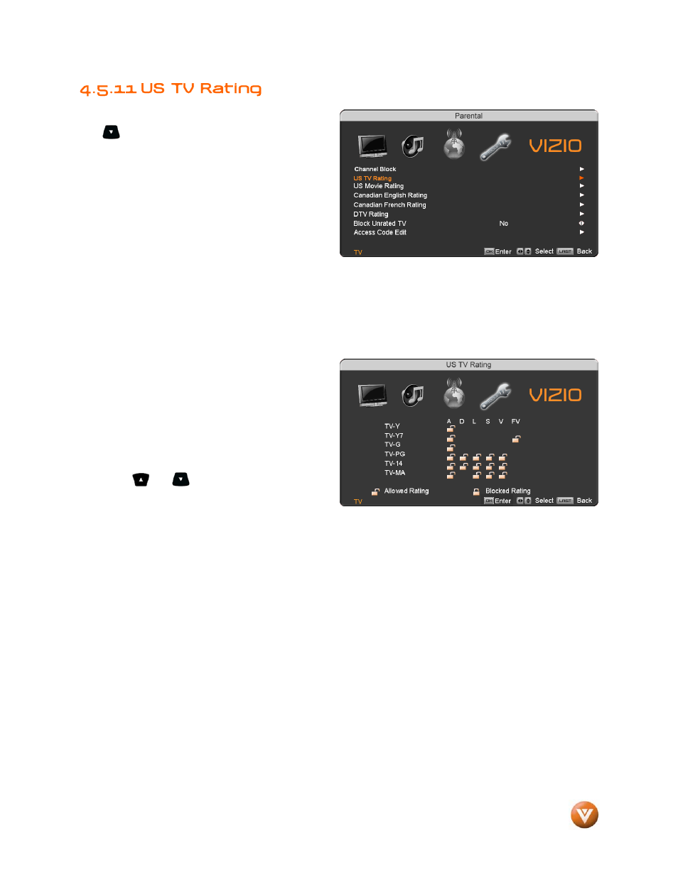 11 us tv rating | Vizio VP504 FHDTV10A User Manual | Page 58 / 106