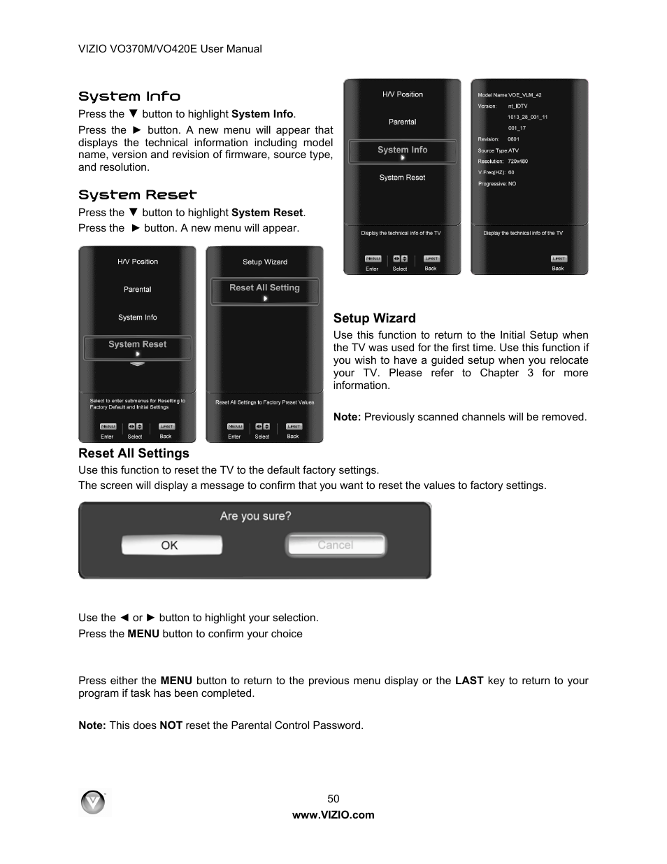 Vizio VO420E User Manual | Page 50 / 67