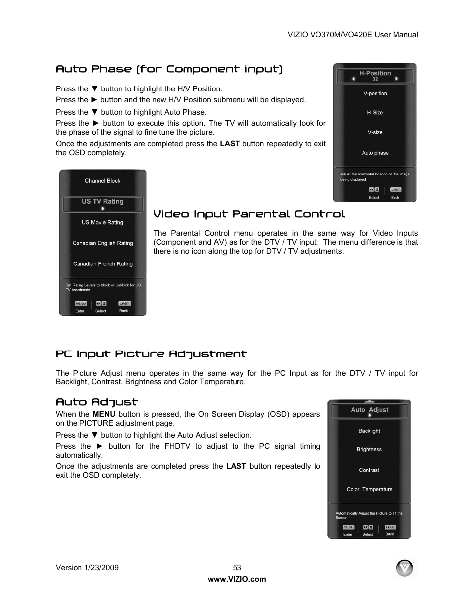 Vizio VO420E User Manual | Page 53 / 67