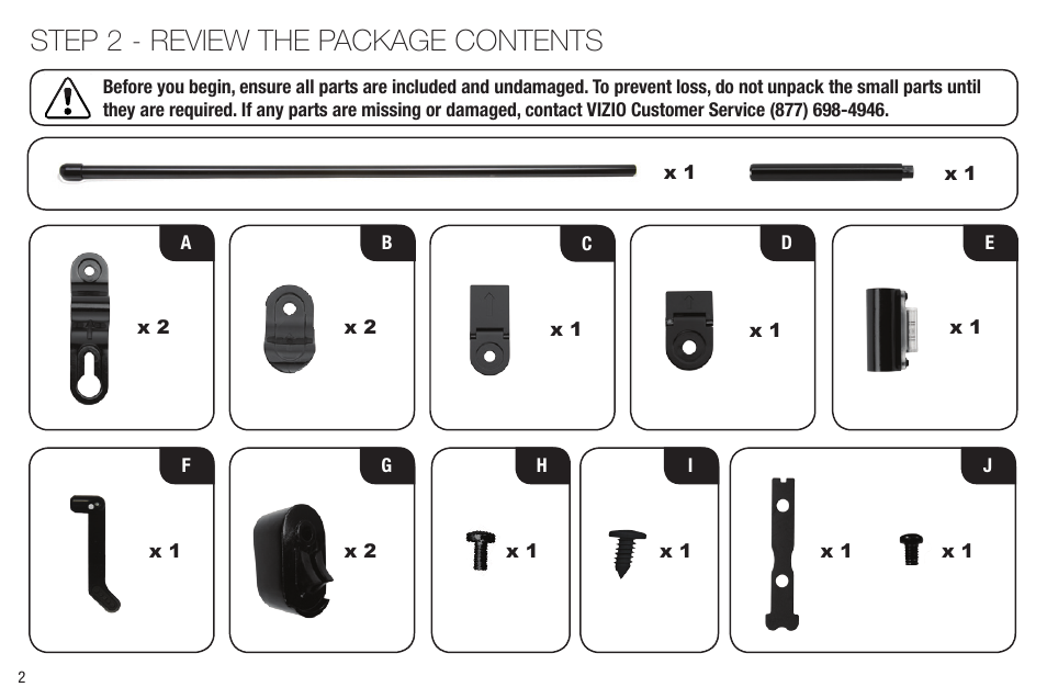Step 2 - review the package contents | Vizio XMF1000 User Manual | Page 4 / 24