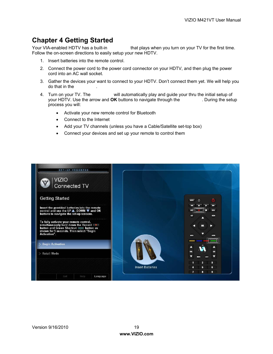 Chapter 4 getting started | Vizio M421VT User Manual | Page 19 / 65