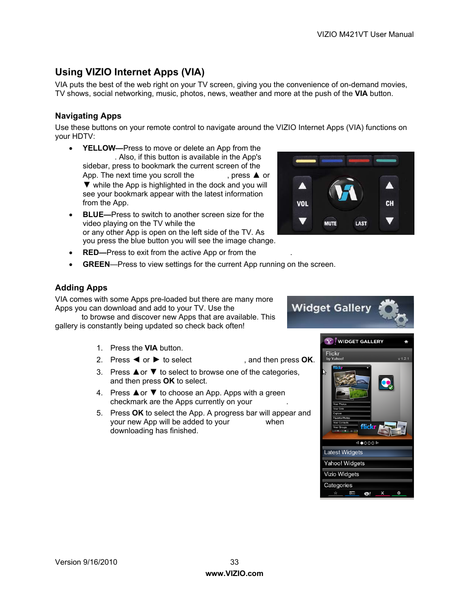 Using vizio internet apps (via) | Vizio M421VT User Manual | Page 33 / 65