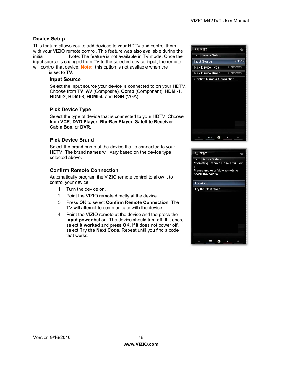 Vizio M421VT User Manual | Page 45 / 65