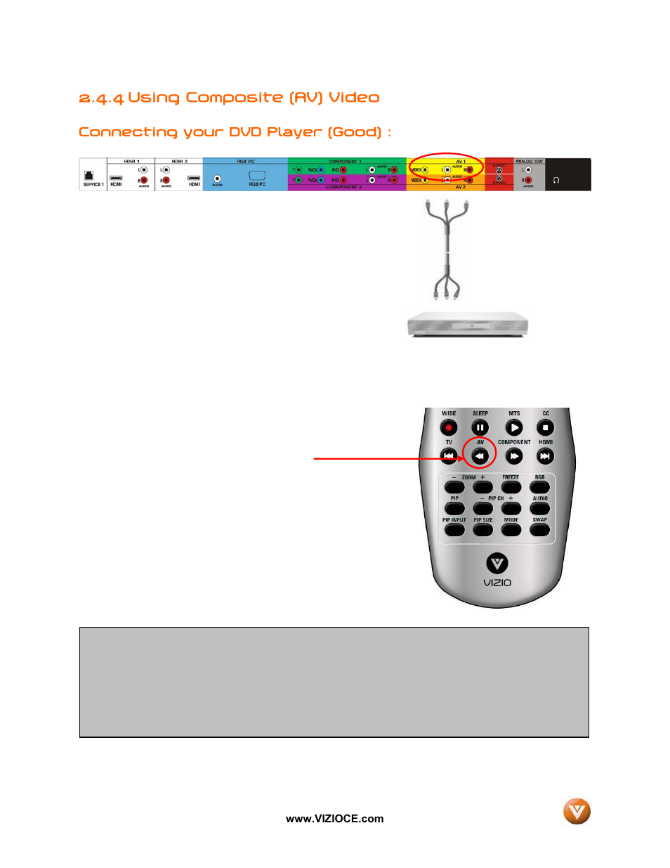 4 using composite (av) video | Vizio VP50HDTV User Manual | Page 24 / 73