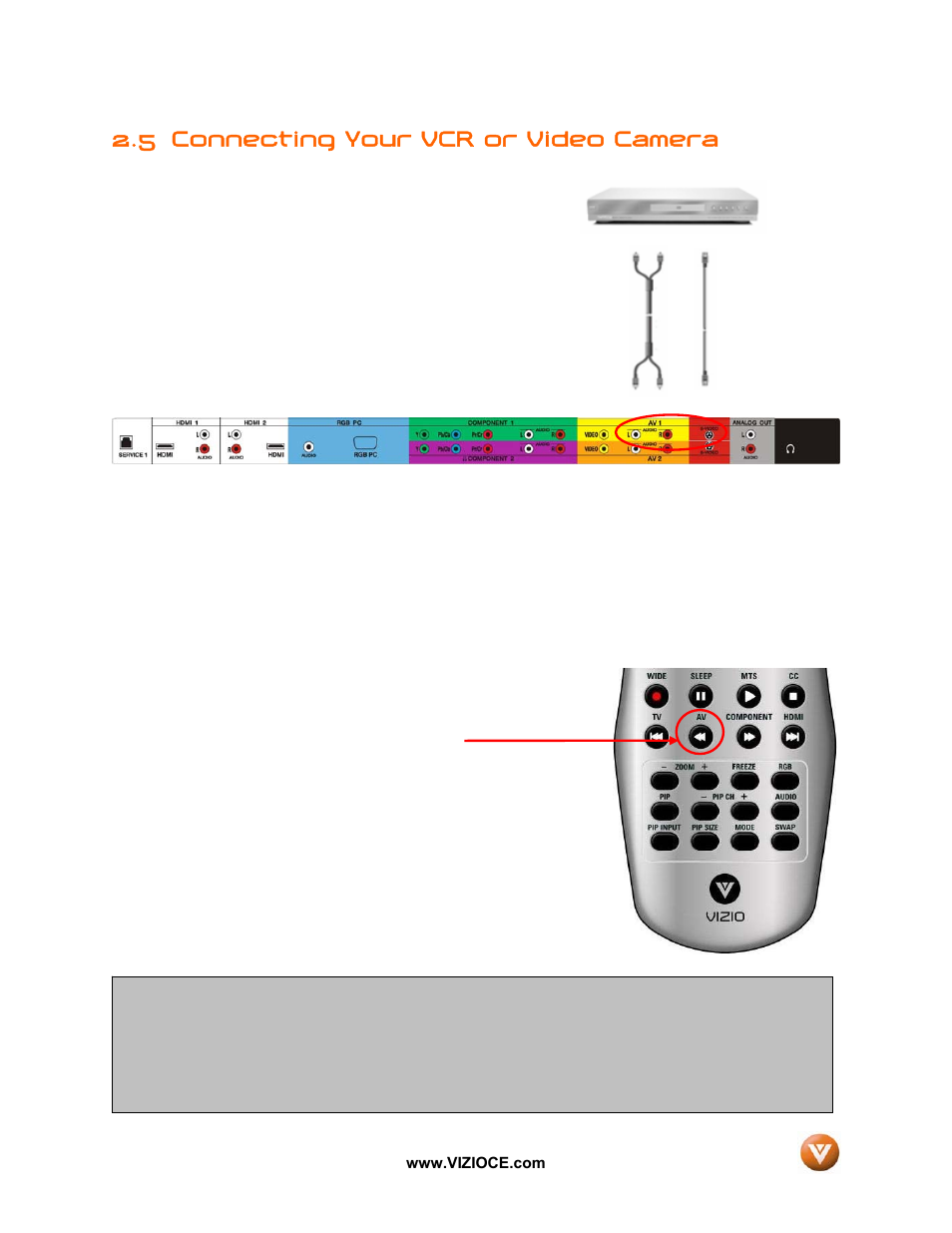 5 connecting your vcr or video camera | Vizio VP50HDTV User Manual | Page 25 / 73