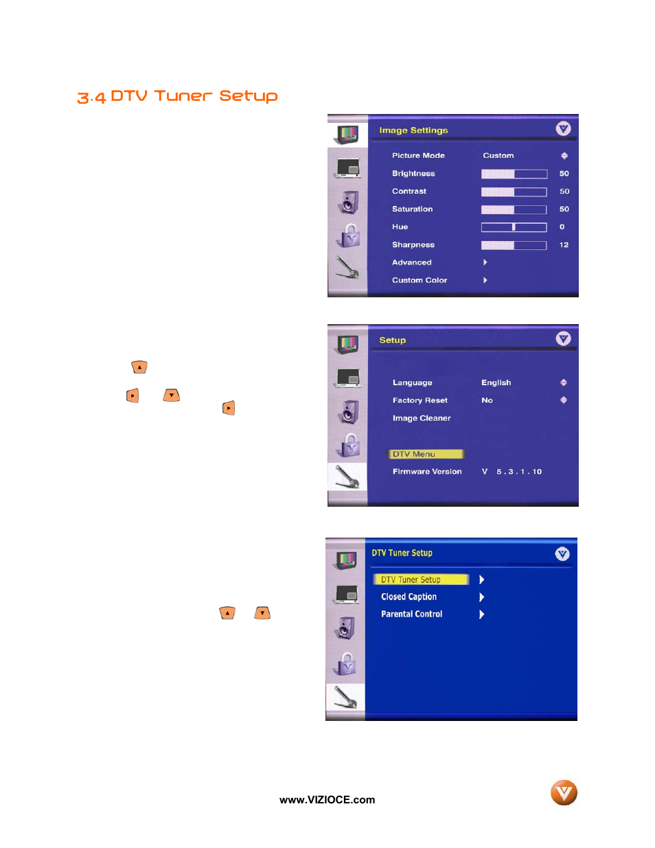 4 dtv tuner setup | Vizio VP50HDTV User Manual | Page 32 / 73