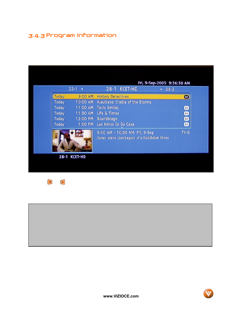 3 program information | Vizio VP50HDTV User Manual | Page 43 / 73