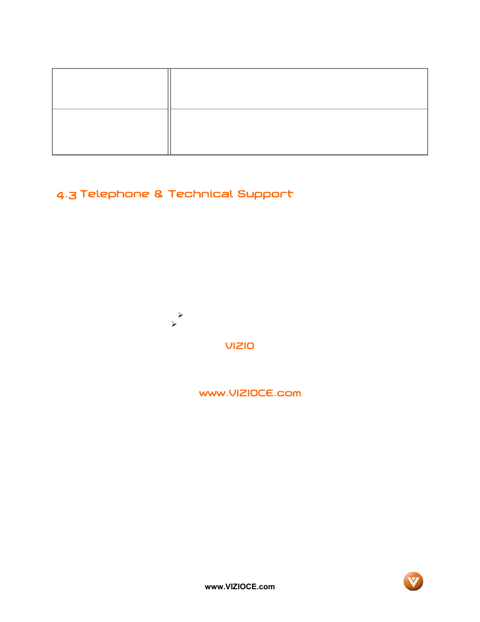 3 telephone & technical support | Vizio VP50HDTV User Manual | Page 59 / 73