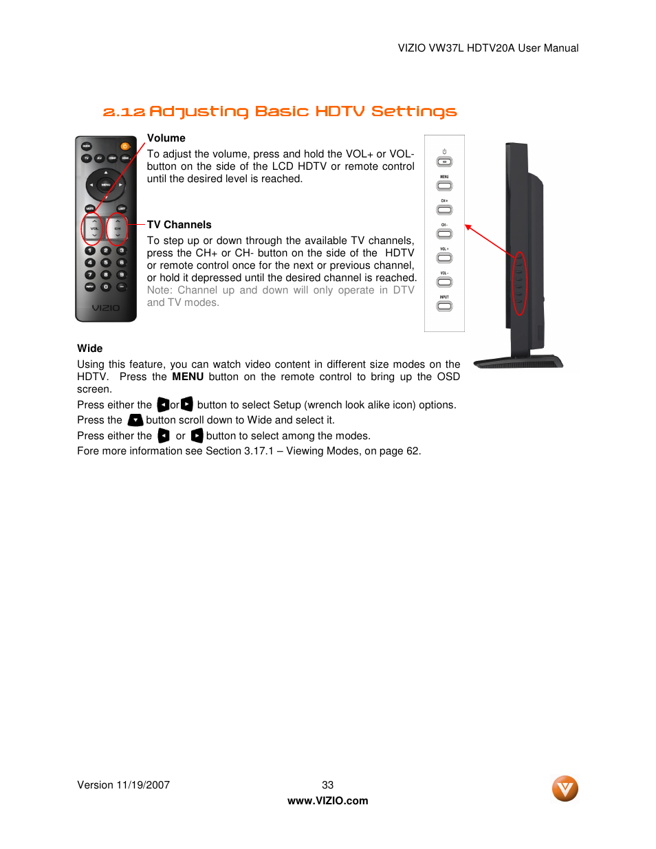Vizio VW37L HDTV20A User Manual | Page 33 / 70