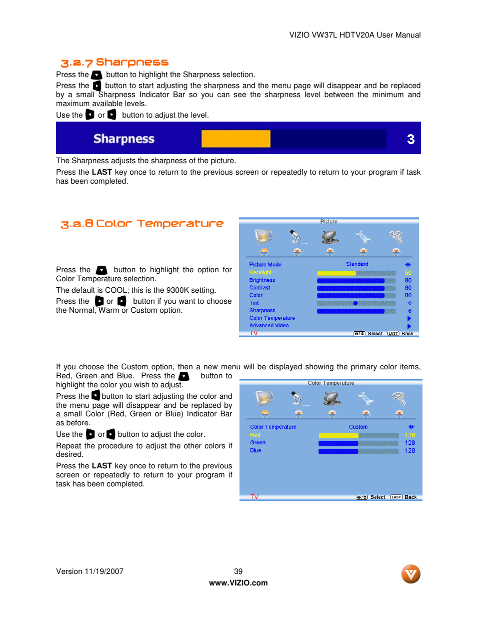 Vizio VW37L HDTV20A User Manual | Page 39 / 70