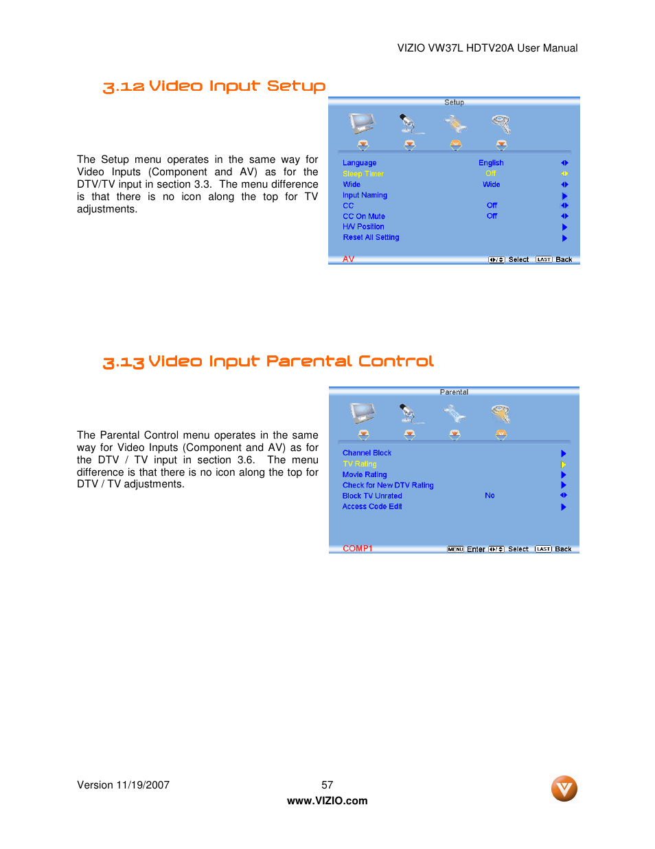 Vizio VW37L HDTV20A User Manual | Page 57 / 70