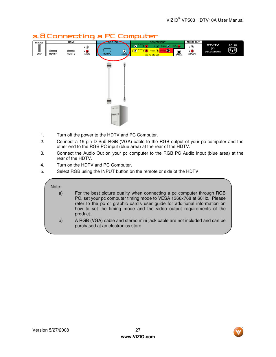 Vizio VP503 User Manual | Page 27 / 80