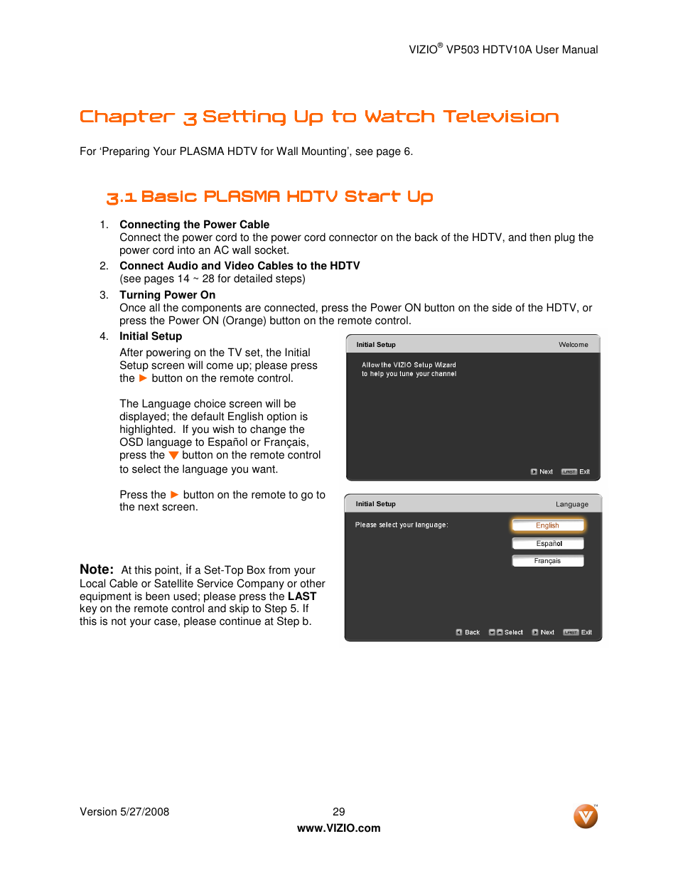 Chapter 3 | Vizio VP503 User Manual | Page 29 / 80