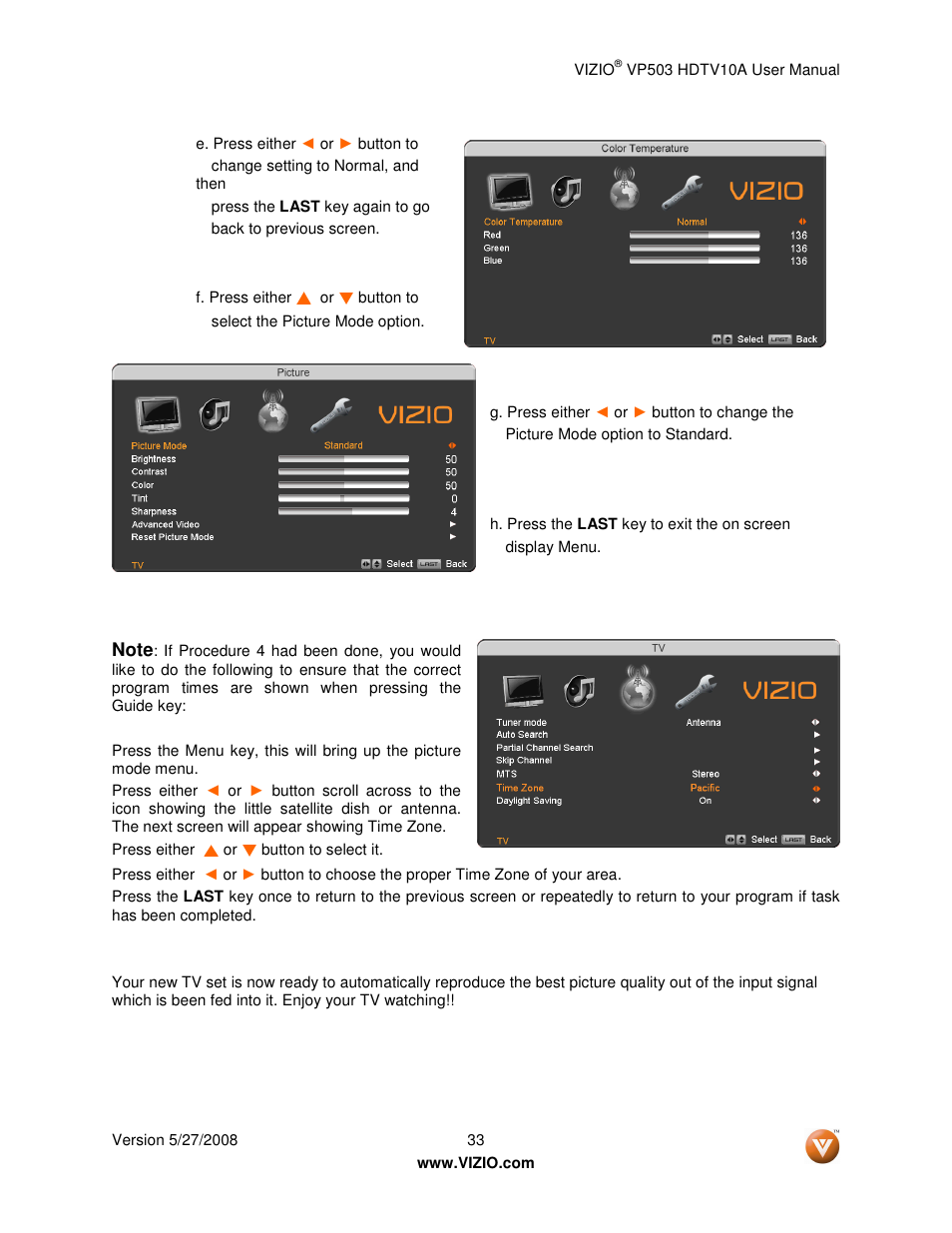 Vizio VP503 User Manual | Page 33 / 80