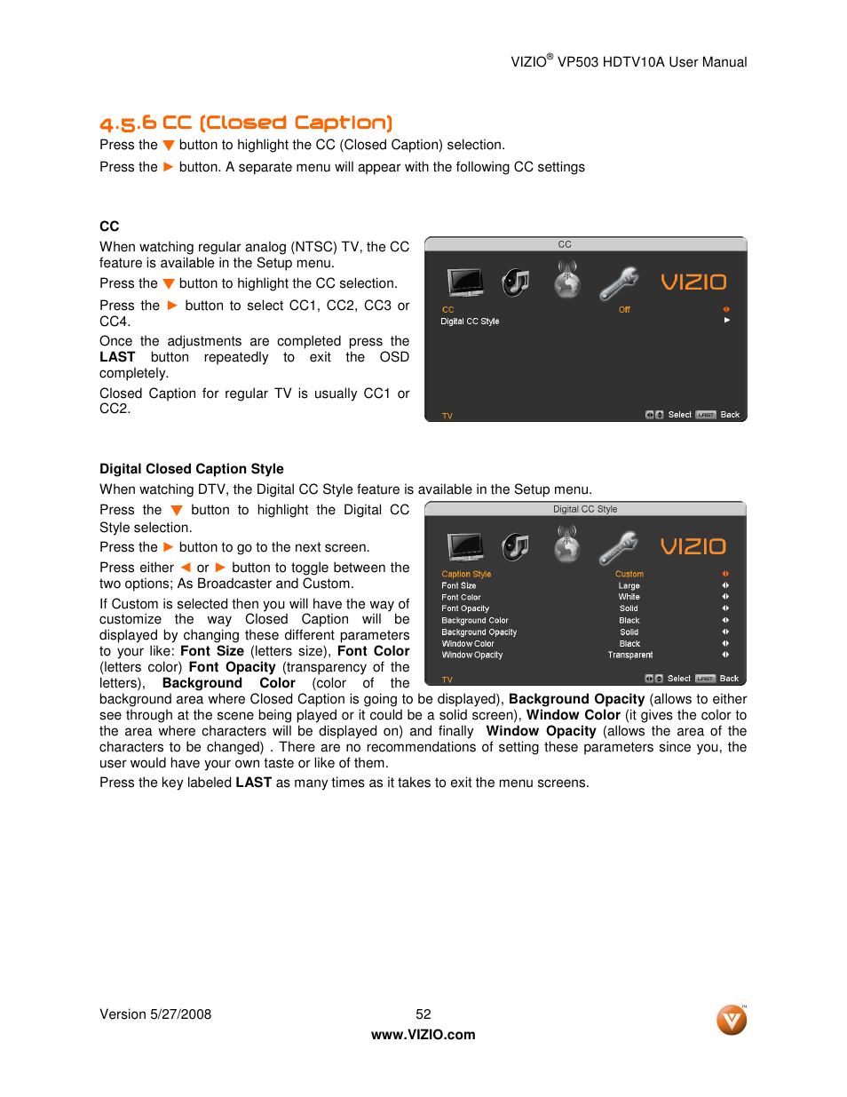 Vizio VP503 User Manual | Page 52 / 80
