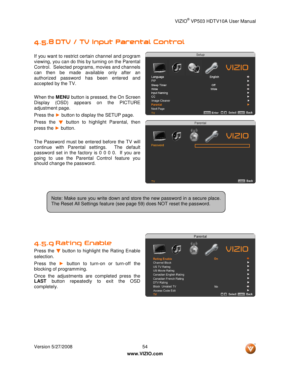 Vizio VP503 User Manual | Page 54 / 80