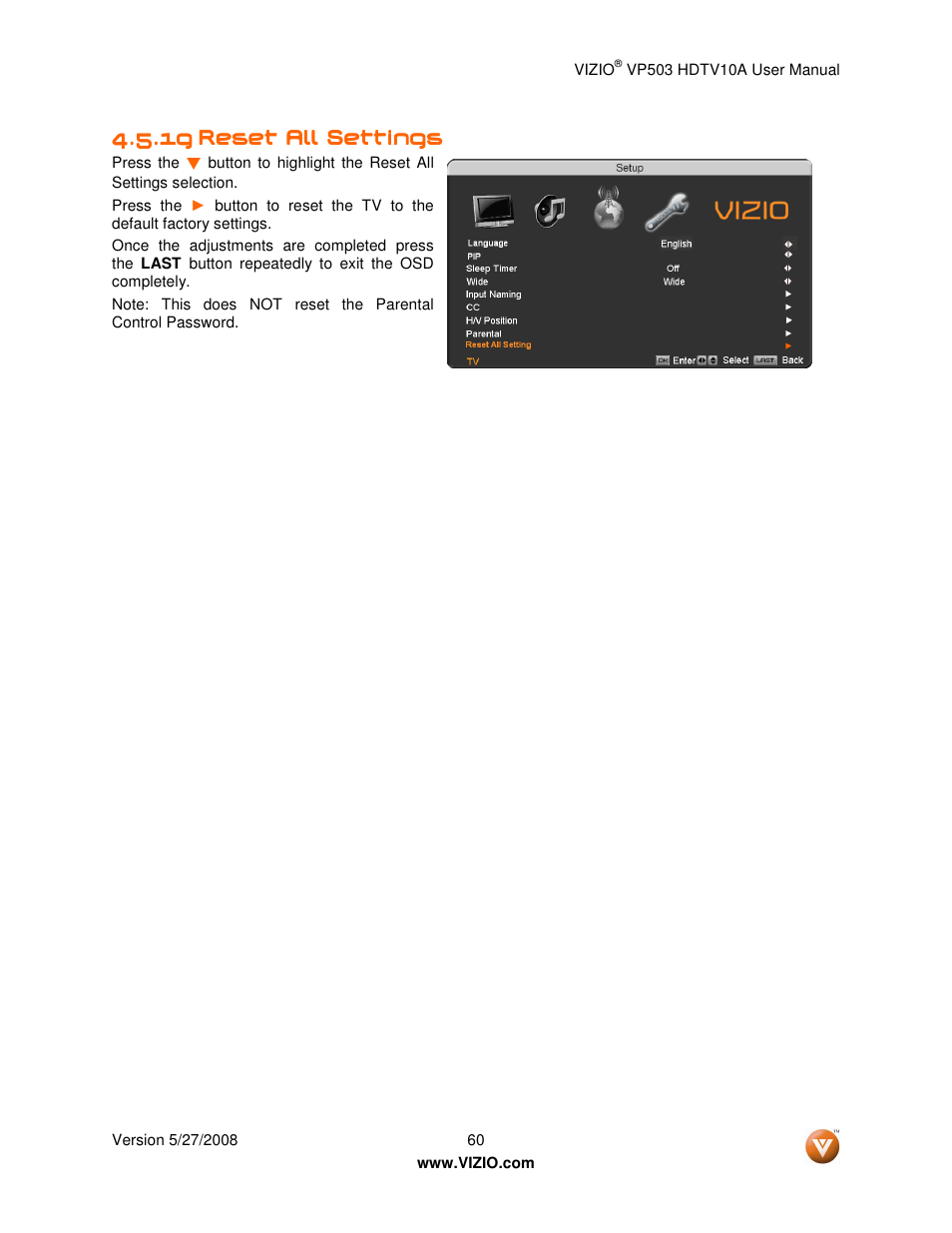 Vizio VP503 User Manual | Page 60 / 80