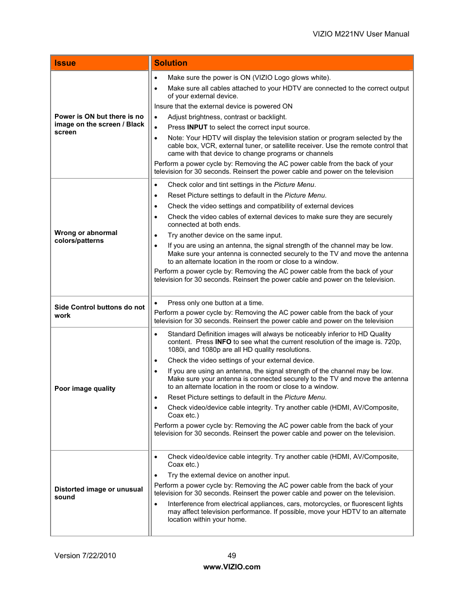 Vizio M221NV User Manual | Page 49 / 60