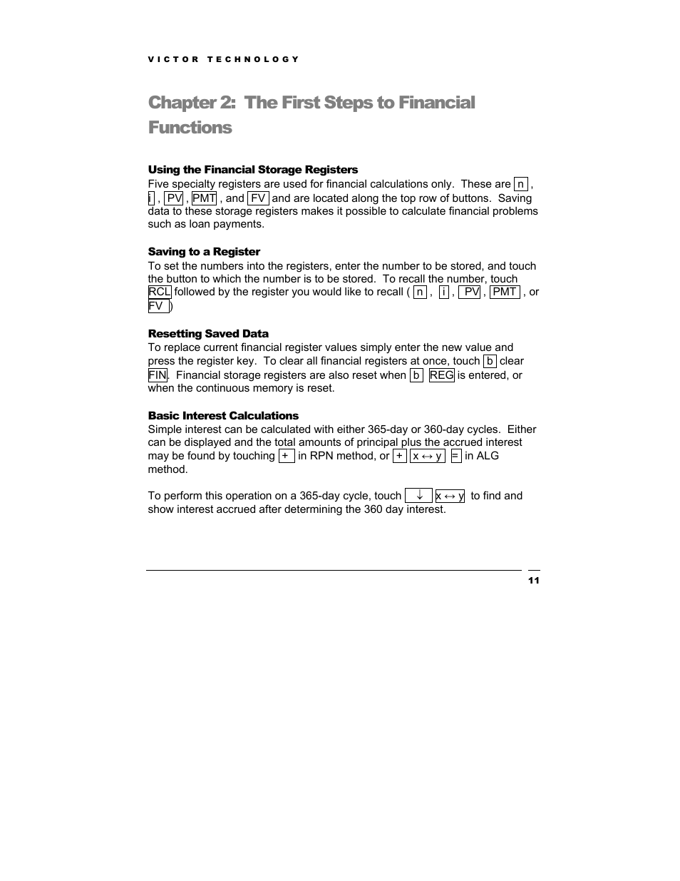 Chapter 2: the first steps to financial functions | Victor Technology V12 User Manual | Page 11 / 73