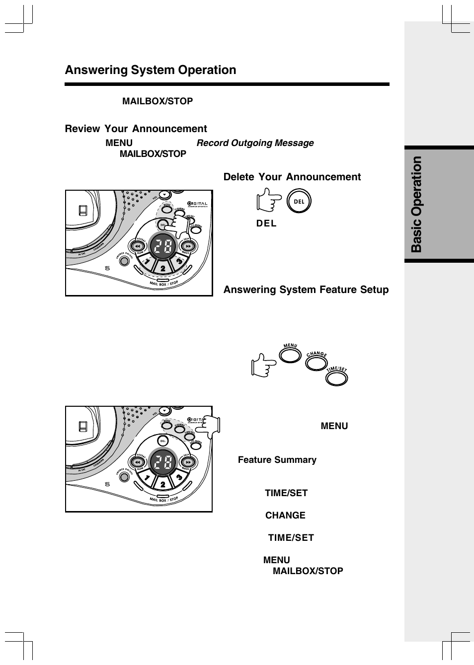 Basic operation, Answering system operation | VTech VT2650 User Manual | Page 25 / 38
