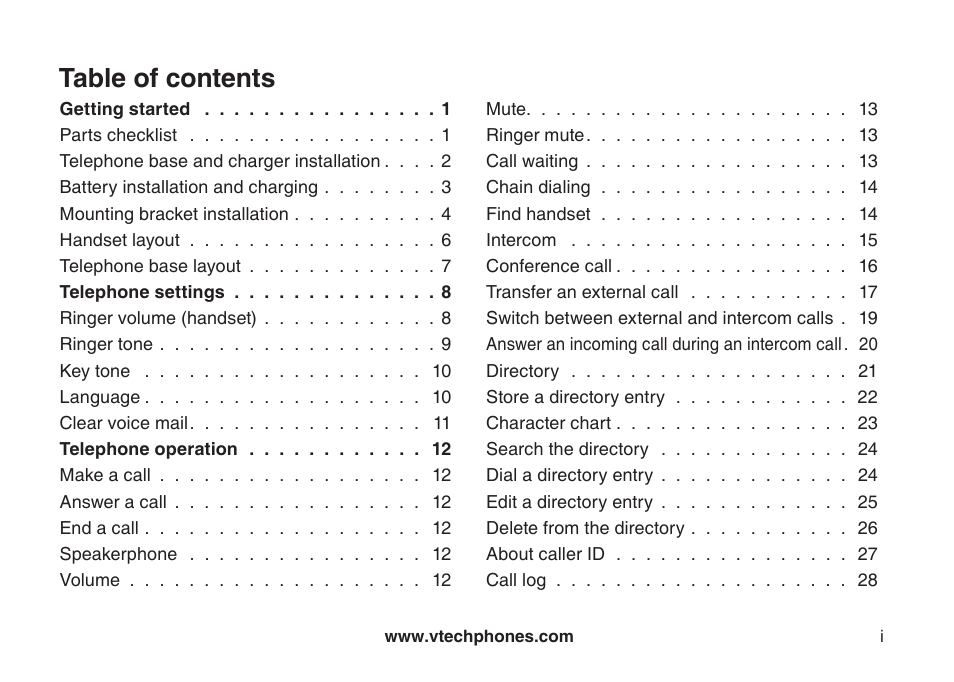 VTech DS6111-2 User Manual | Page 3 / 62