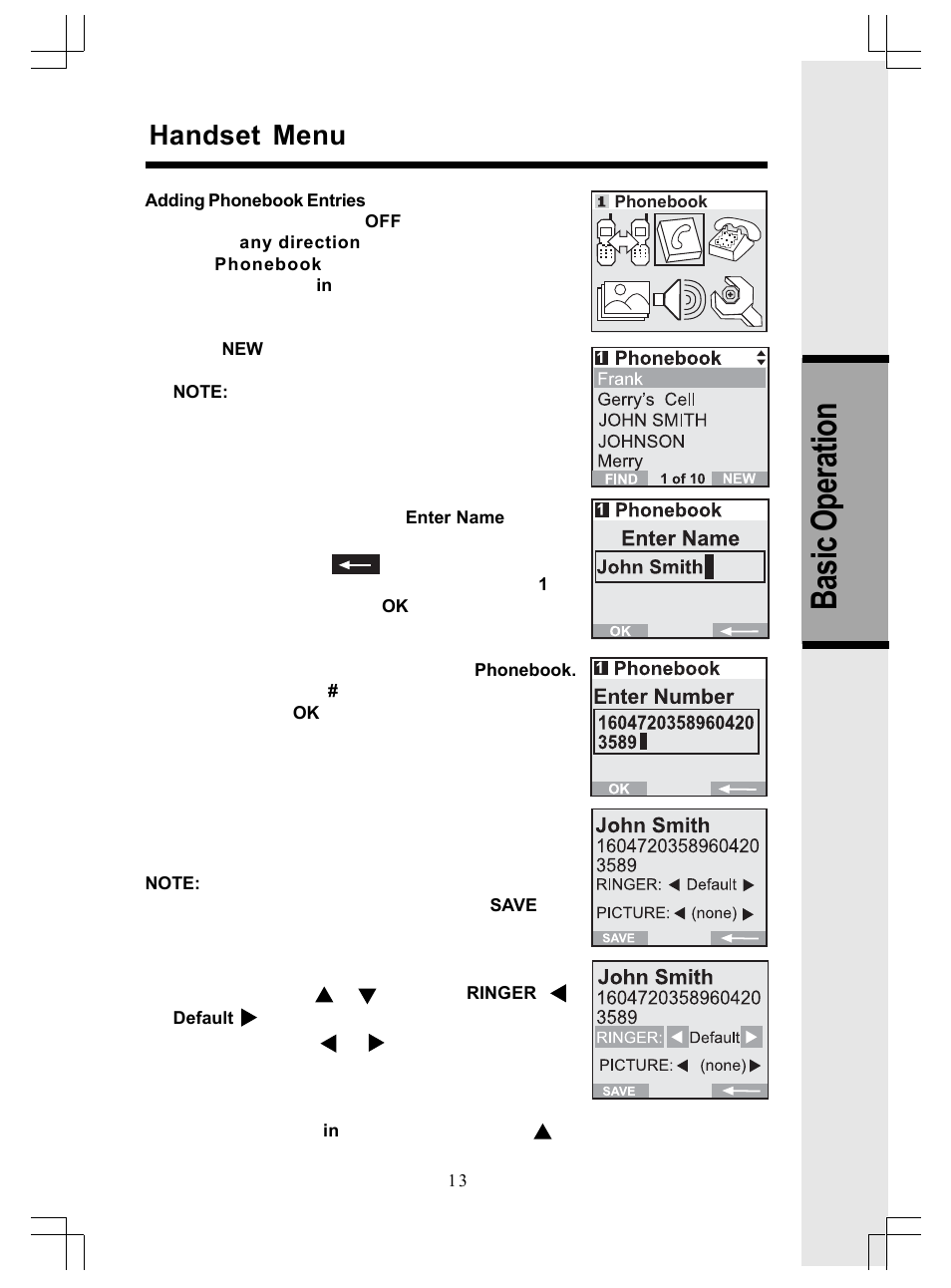 Basic operation, Handset menu | VTech GiGA5.8x VT5886 User Manual | Page 13 / 33