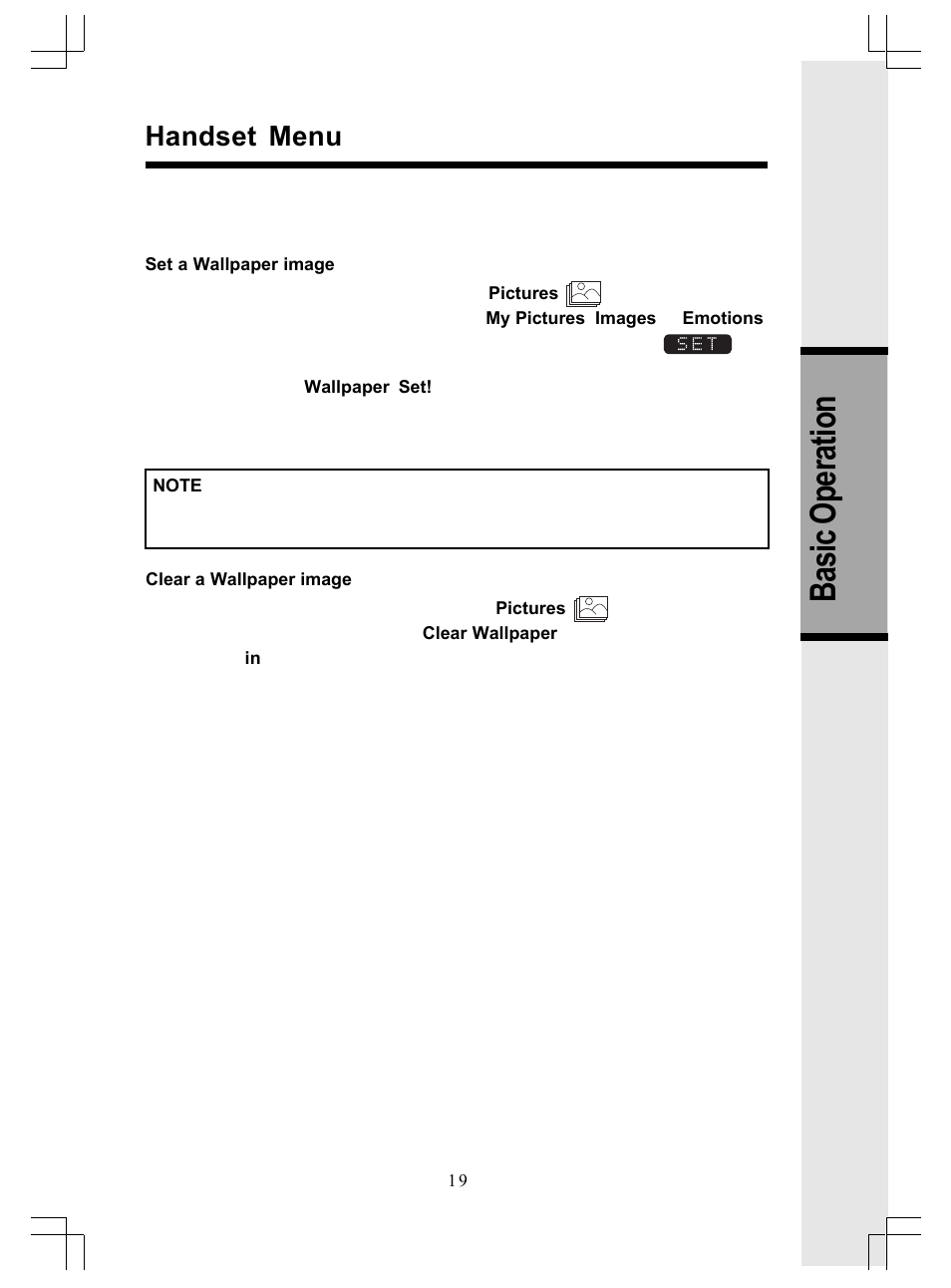 Basic operation, Handset menu | VTech GiGA5.8x VT5886 User Manual | Page 19 / 33
