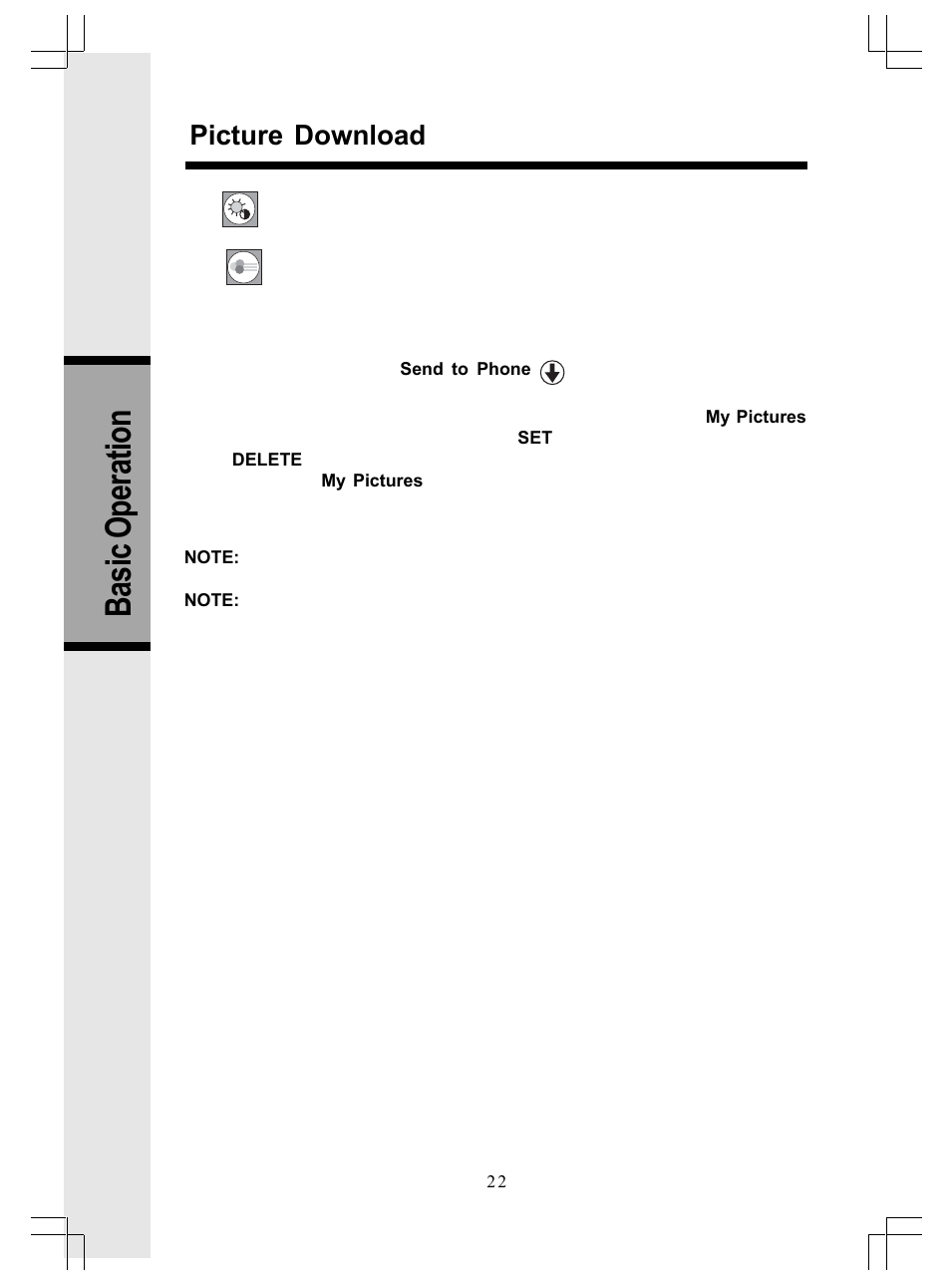 Basic operation, Picture download | VTech GiGA5.8x VT5886 User Manual | Page 22 / 33