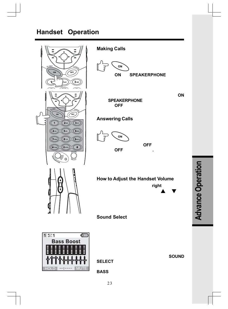 Advance operation, Handset operation | VTech GiGA5.8x VT5886 User Manual | Page 23 / 33