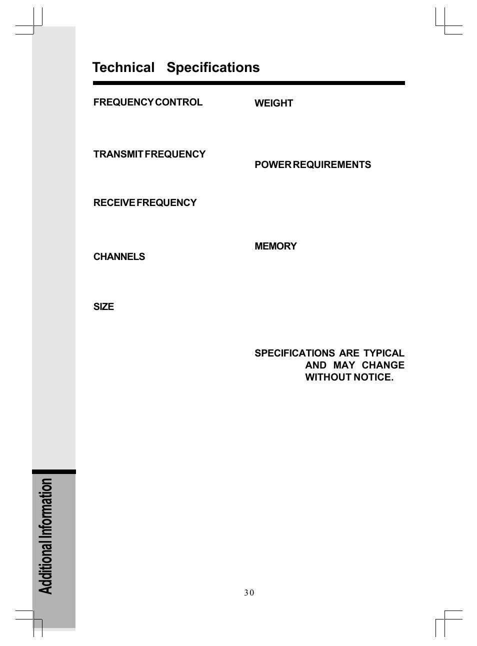 Additional information, Technical specifications | VTech GiGA5.8x VT5886 User Manual | Page 30 / 33