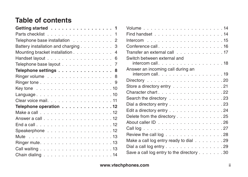VTech DECT DS6121-2 User Manual | Page 3 / 74