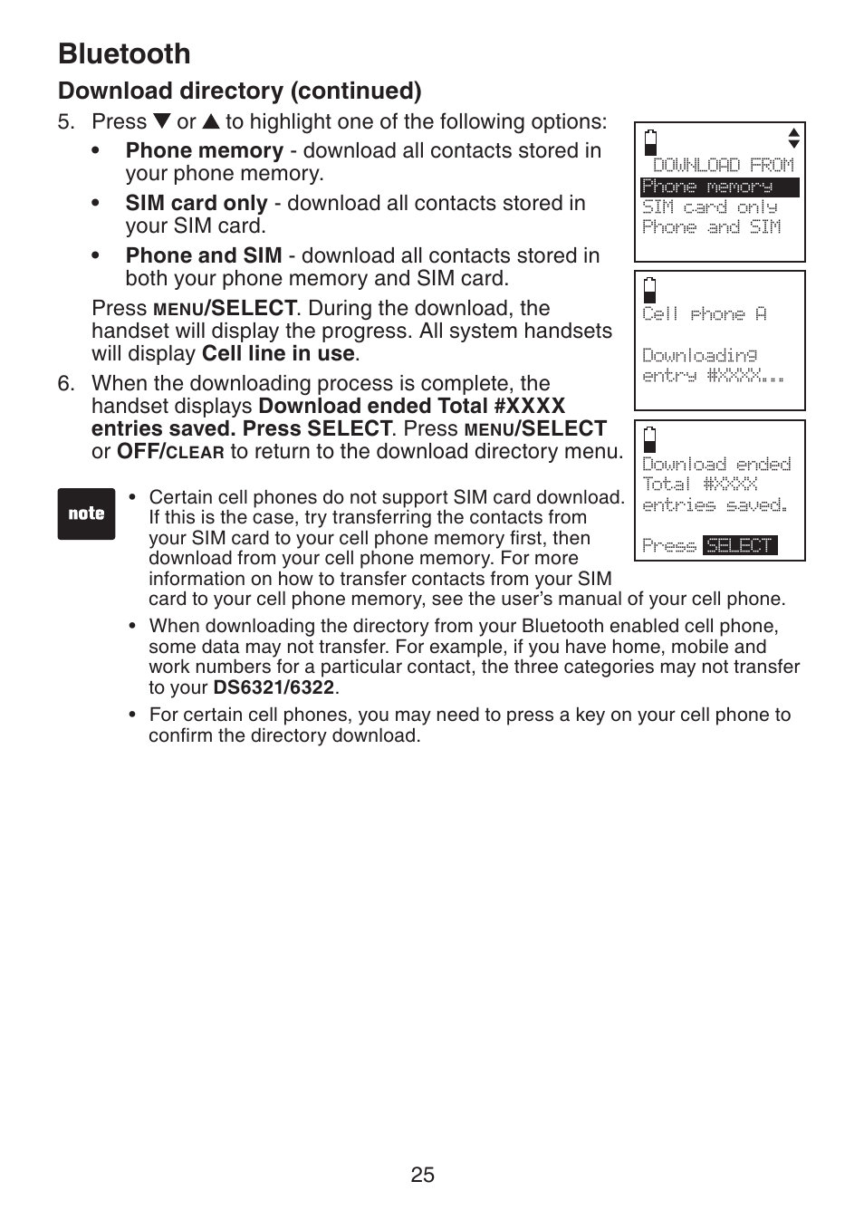 Bluetooth, Download directory (continued) | VTech DS6321-2 User Manual | Page 29 / 101