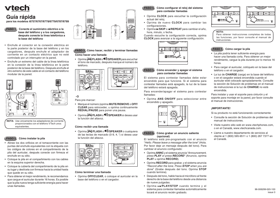 Guía rápida | VTech 6778 User Manual | Page 2 / 2