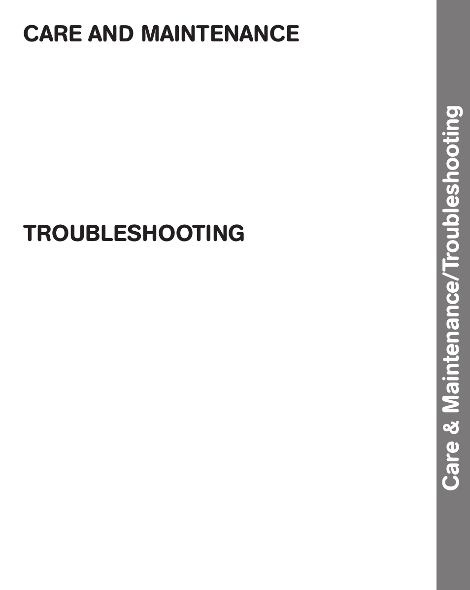 Care & maintenance/t roubleshooting, Care and maintenance, Troubleshooting | VTech Play & Learn Fun Fair 91-02100-000 User Manual | Page 9 / 10