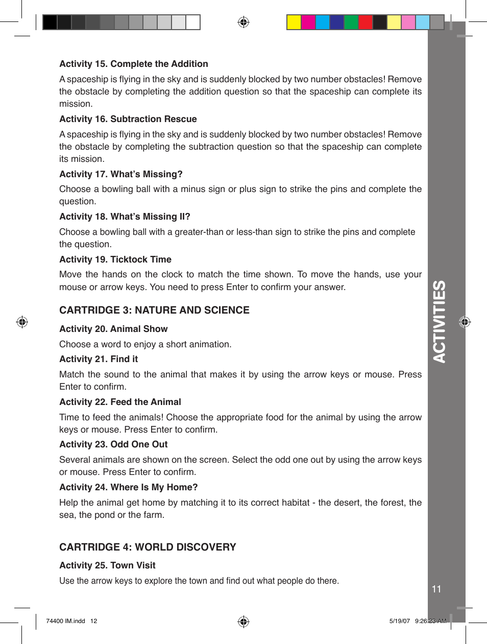 Ac tiviti e s | VTech 91-02239-001 User Manual | Page 12 / 16