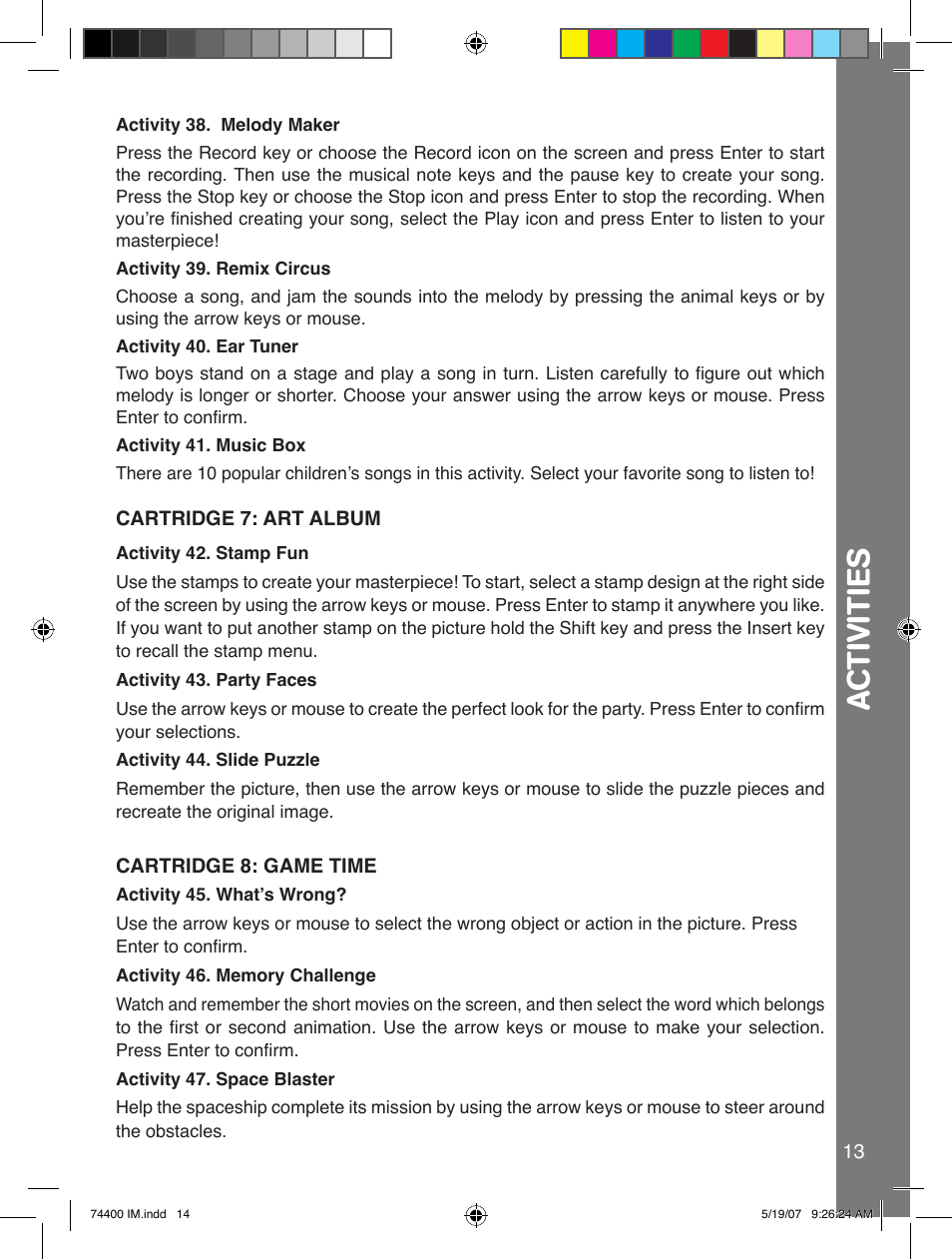 Ac tiviti e s | VTech 91-02239-001 User Manual | Page 14 / 16