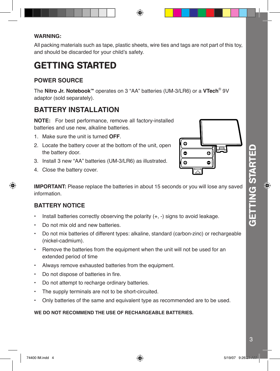 Getting started | VTech 91-02239-001 User Manual | Page 4 / 16