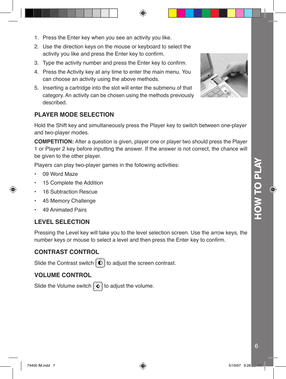 How t o pl ay | VTech 91-02239-001 User Manual | Page 7 / 16