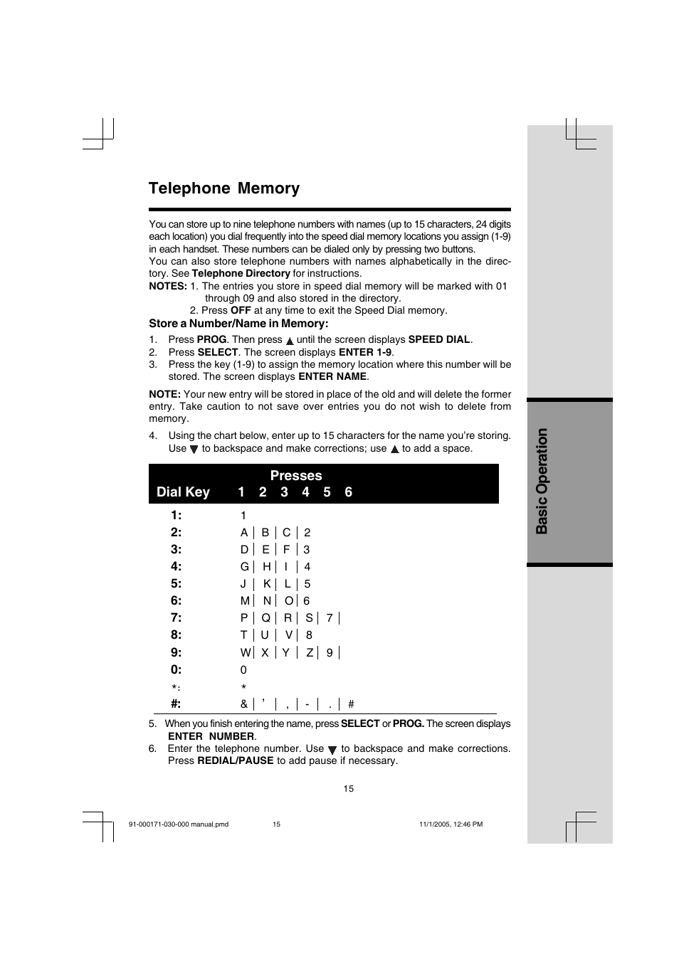Basic operation | VTech Cordless Telephone User Manual | Page 15 / 47