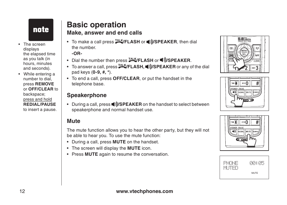 Basic operation | VTech I6717 User Manual | Page 15 / 48