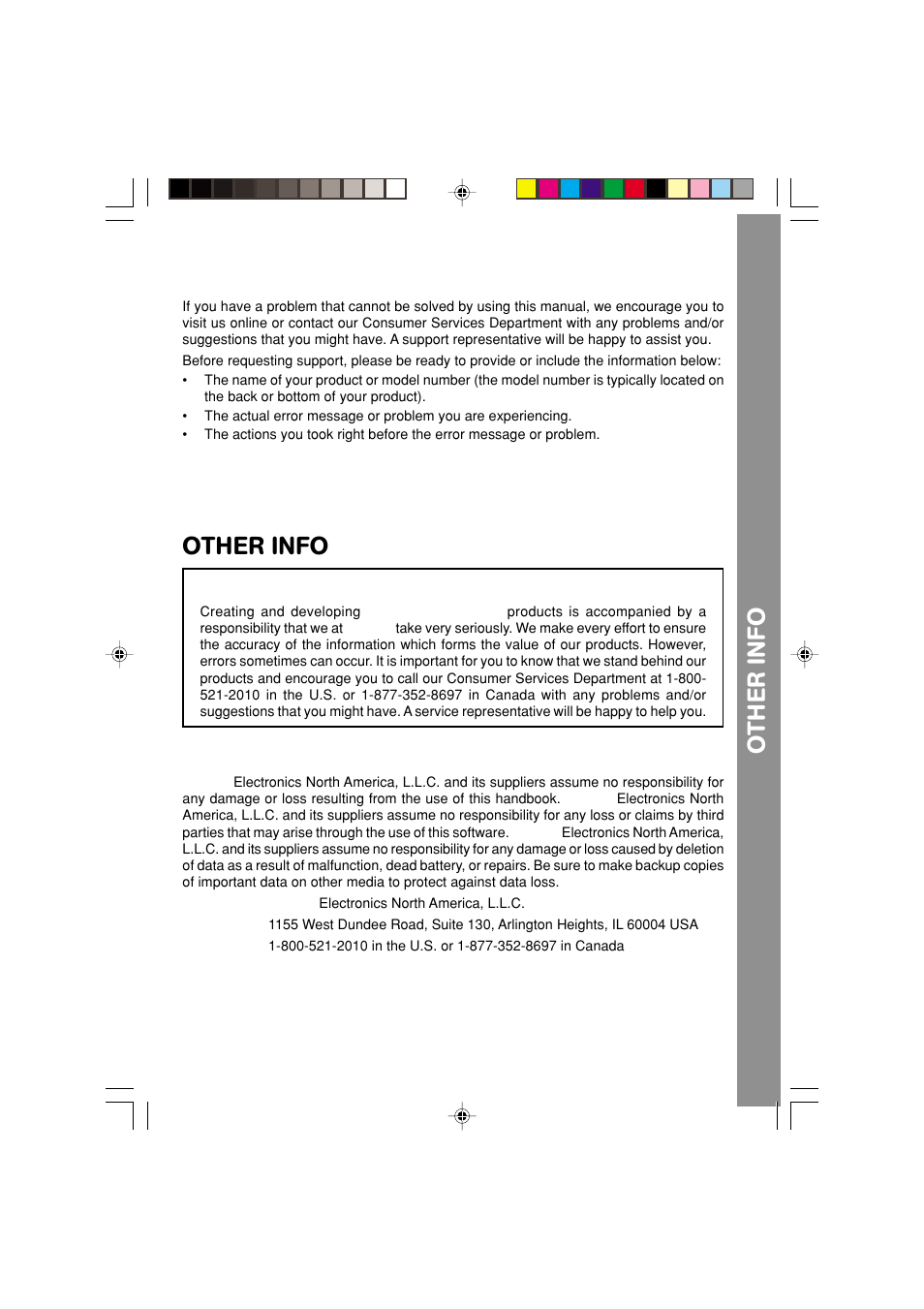 Other info, Oth e r in fo, Technical support | Disclaimer and limitation of liability | VTech DESKPRO 91-XXXXX-00X User Manual | Page 21 / 22