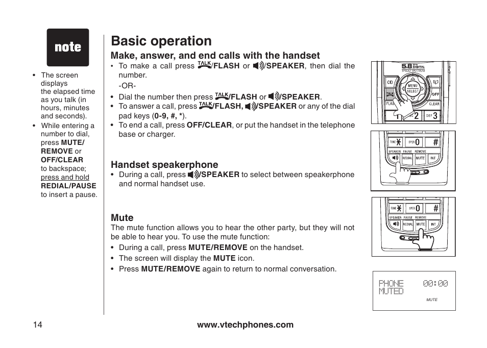 Basic operation | VTech I6767 User Manual | Page 17 / 60