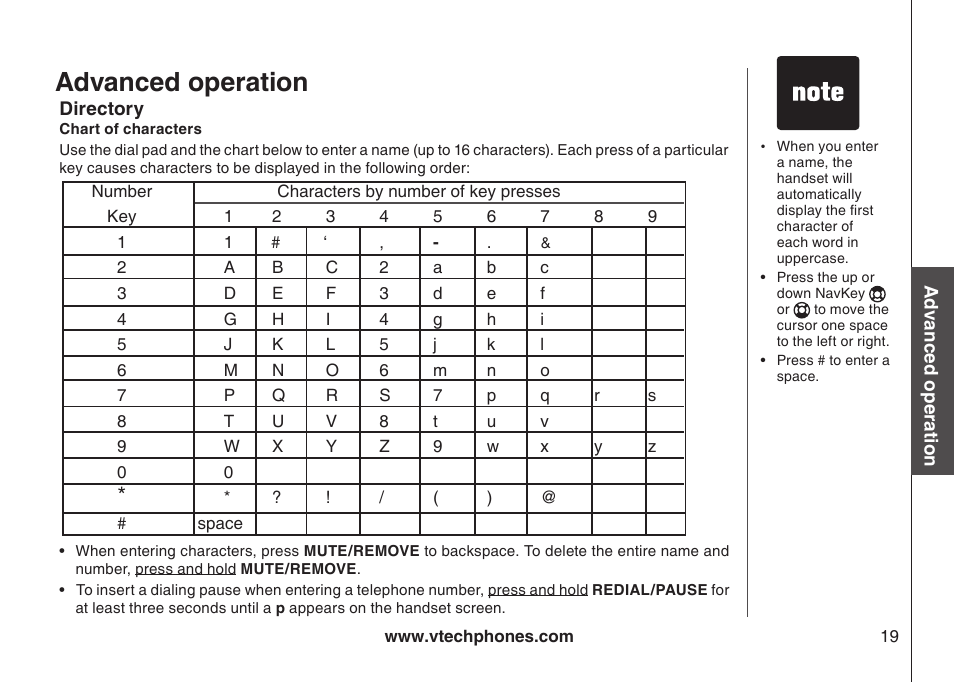 Advanced operation | VTech I6767 User Manual | Page 22 / 60