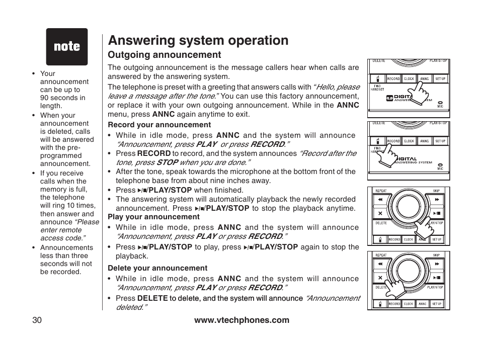 Answering system operation | VTech I6767 User Manual | Page 33 / 60