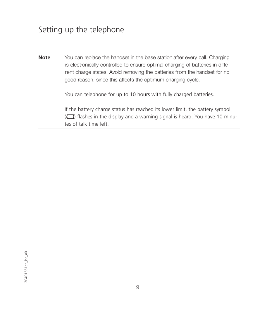 Setting up the telephone | VTech VT6221 User Manual | Page 10 / 27